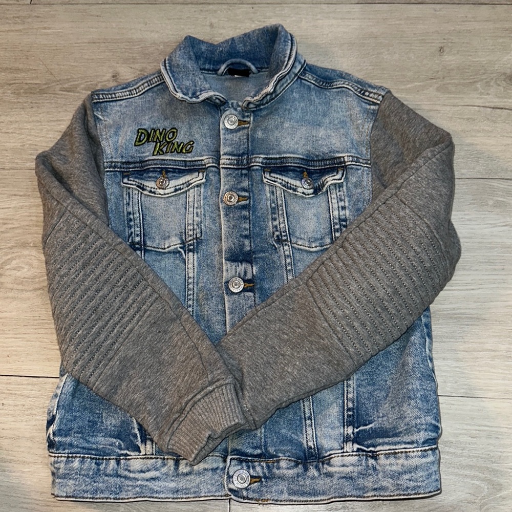 H&M jean jacket dinosaur edition